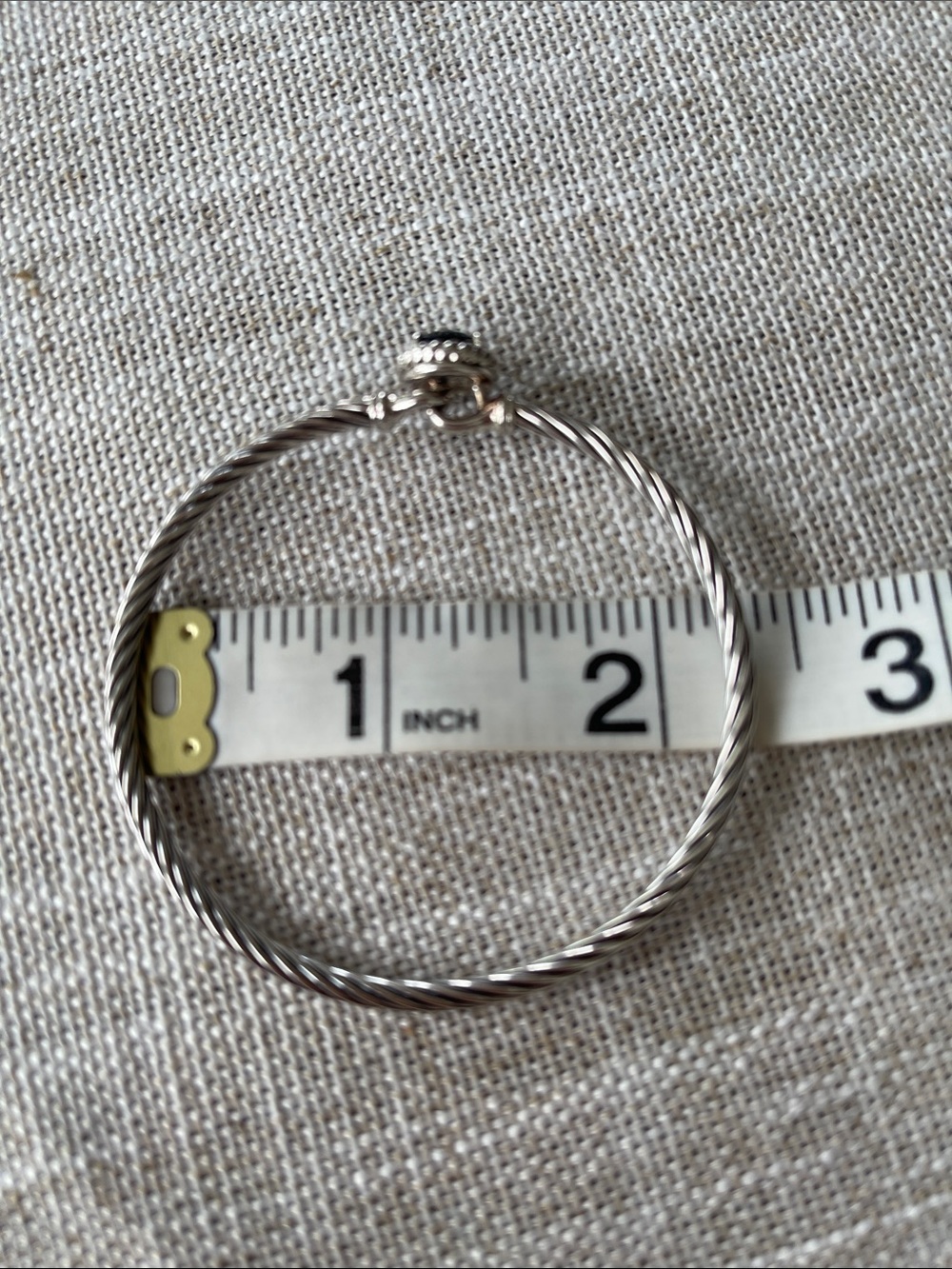 David Yurman Silver Cable Petite Chatelaine Bracelet with Black Onyx Accent - Picture 9 of 10